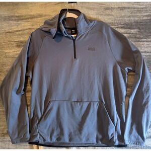 REI Co-Op Hoodie 1/4 Zip Pullover Gray Sweatshirt Men's SZ LARGE